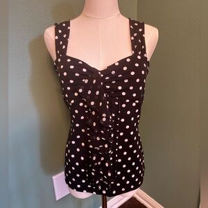 White House Black Market Black and White Polka Dot Blouse